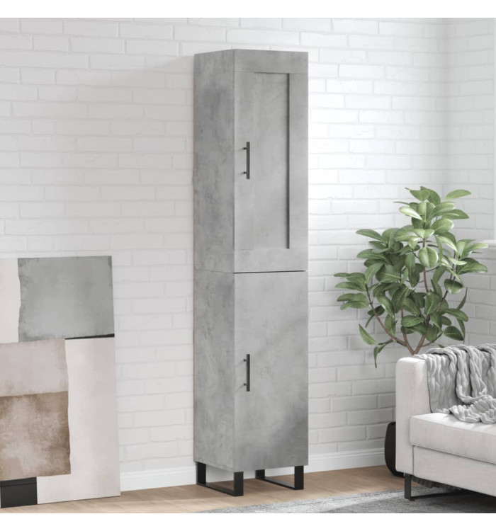 Buffet haut Gris béton 34,5x34x180 cm Bois d'ingénierie | Mobilier & Déco