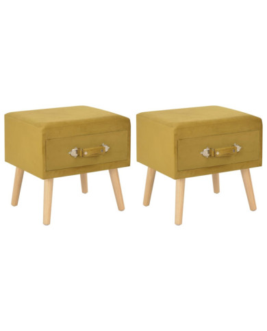 Tables de chevet 2 pcs Moutarde 40x35x40 cm Velours | Mobilier & Déco