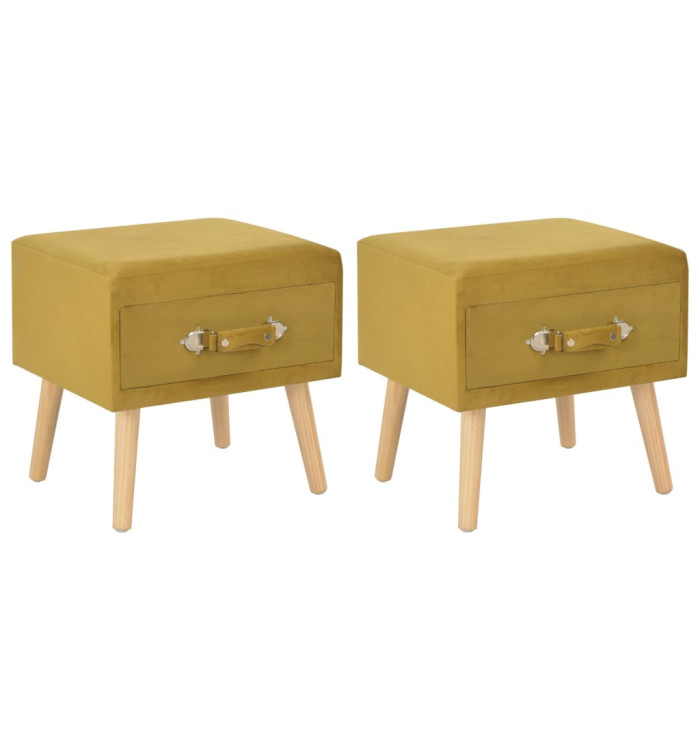 Tables de chevet 2 pcs Moutarde 40x35x40 cm Velours | Mobilier & Déco