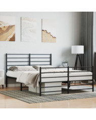 Cadre de lit métal sans matelas avec pied de lit noir 120x200cm | Mobilier & Déco