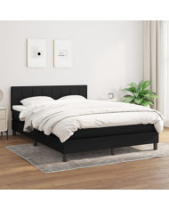 Sommier à lattes de lit avec matelas Noir 140x190 cm Tissu | Mobilier & Déco