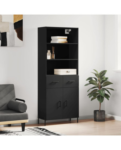 Buffet haut Noir 69,5x34x180 cm Bois d'ingénierie | Mobilier & Déco