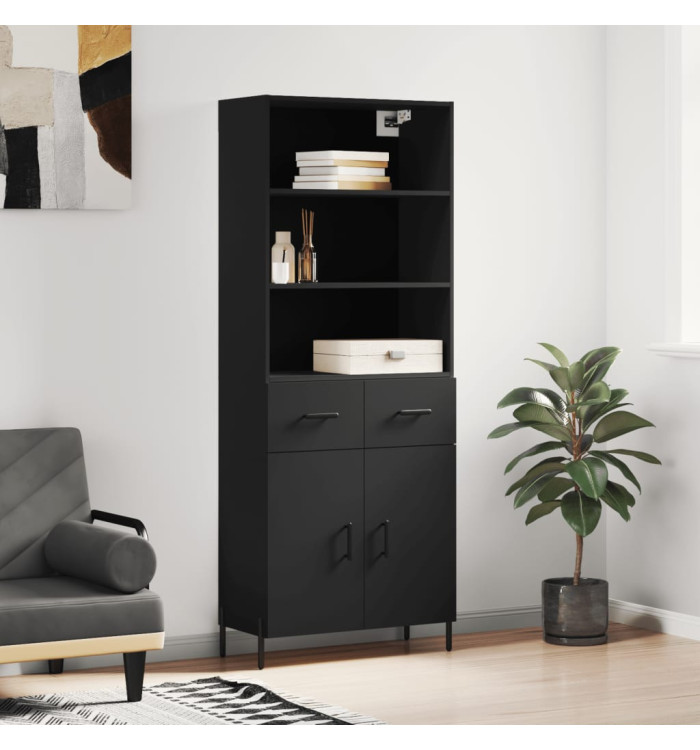 Buffet haut Noir 69,5x34x180 cm Bois d'ingénierie | Mobilier & Déco