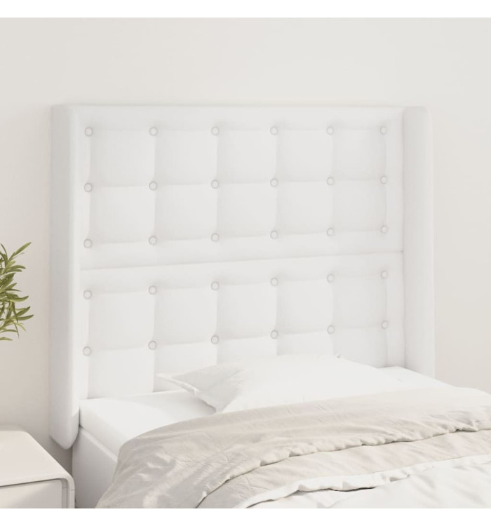 Tête de lit avec oreilles Blanc 83x16x118/128 cm Similicuir | Mobilier & Déco
