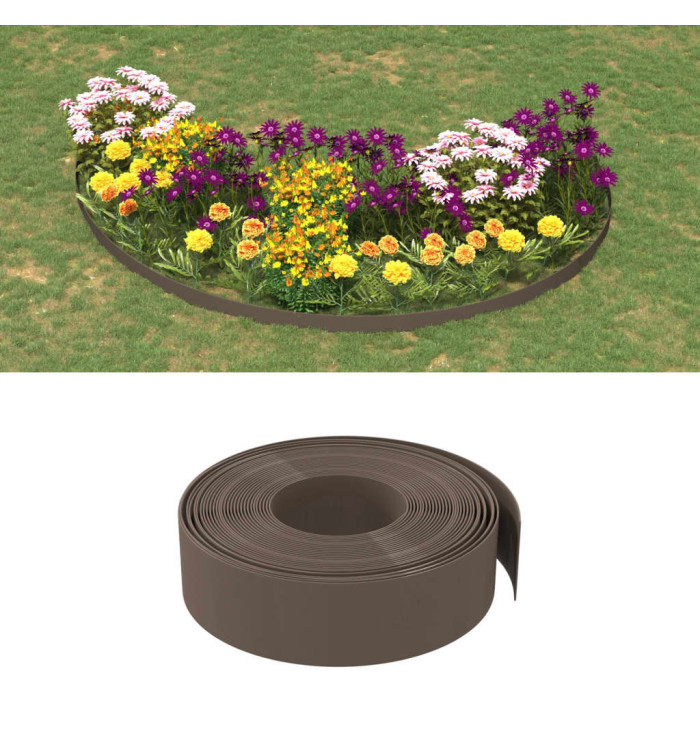 Bordures de jardin 4 pcs marron 10 m 15 cm polyéthylène | Mobilier & Déco