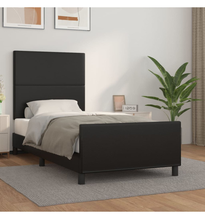 Cadre de lit sans matelas noir 100x200 cm similicuir | Mobilier & Déco