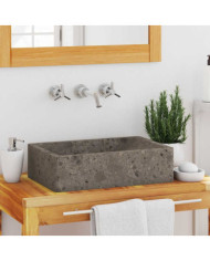 Lavabo 45x30x12 cm marbre gris brillant | Mobilier & Déco