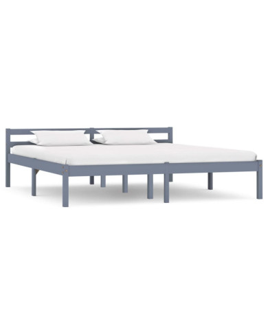 Cadre de lit sans matelas gris bois massif de pin 180x200 cm | Mobilier & Déco