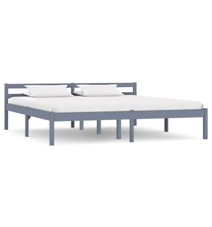 Cadre de lit sans matelas gris bois massif de pin 180x200 cm | Mobilier & Déco