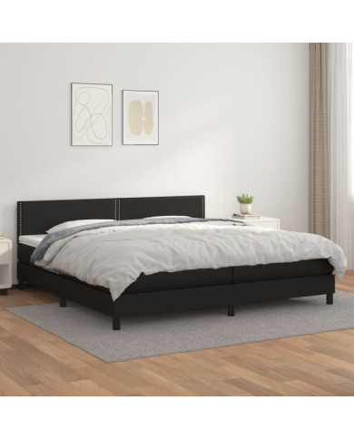 Sommier à lattes de lit avec matelas Noir 200x200 cm Similicuir | Mobilier & Déco