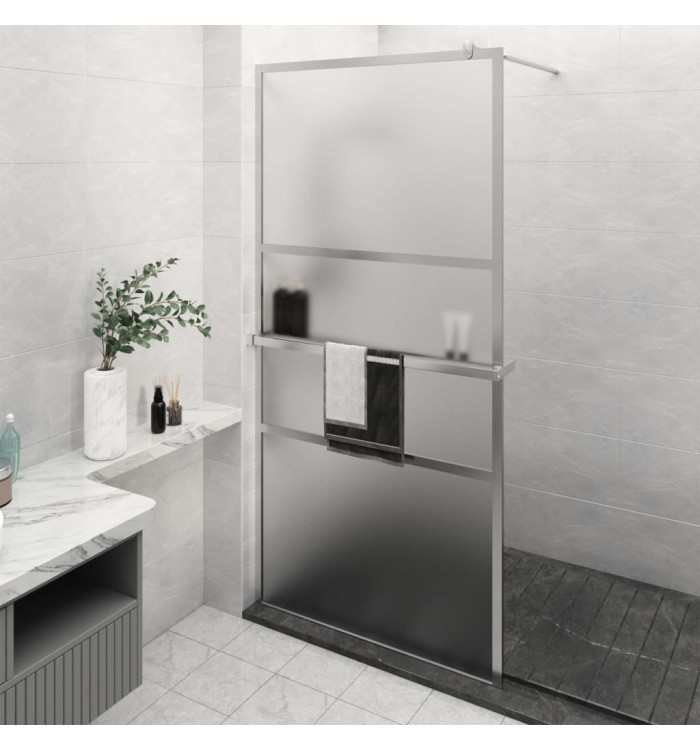 Paroi de douche et étagère Chrome 115x195cm Verre ESGetAluminium | Mobilier & Déco