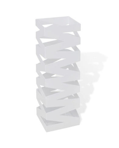 Porte-parapluie carré à rangement Blanc Acier 48,5 cm | Mobilier & Déco