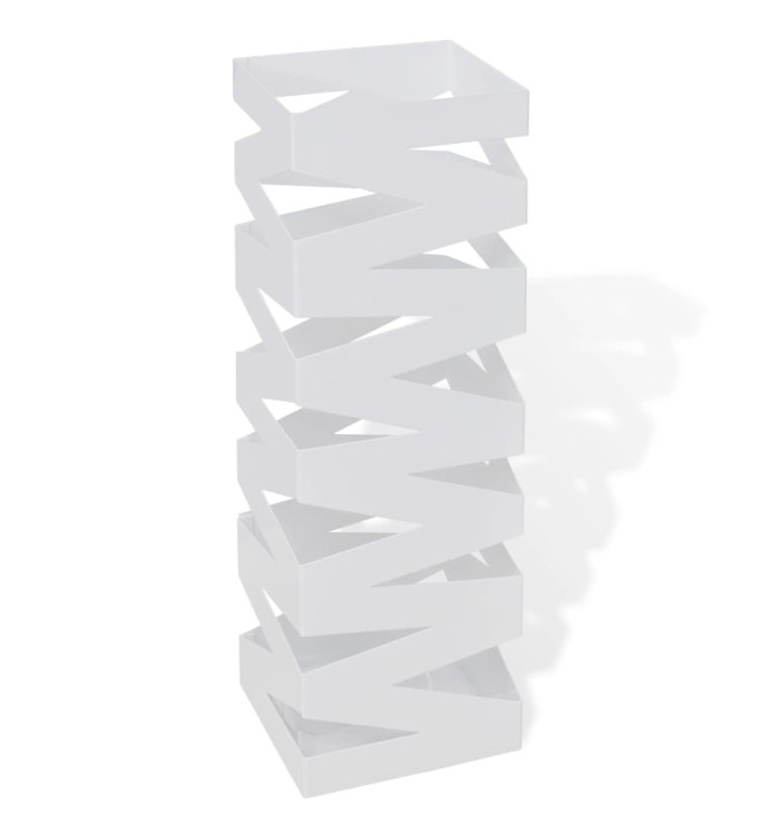 Porte-parapluie carré à rangement Blanc Acier 48,5 cm | Mobilier & Déco