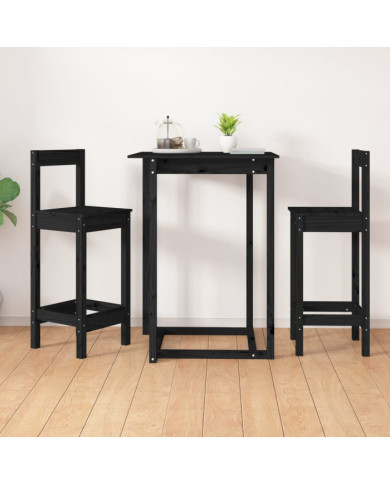 Chaises de bar lot de 2 noir 40x41,5x112 cm bois de pin solide | Mobilier & Déco