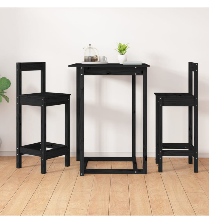 Chaises de bar lot de 2 noir 40x41,5x112 cm bois de pin solide | Mobilier & Déco