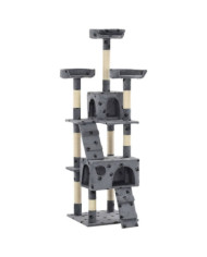 Arbre à chat et griffoirs Sisal 170cm Empreintes de pattes Gris | Mobilier & Déco