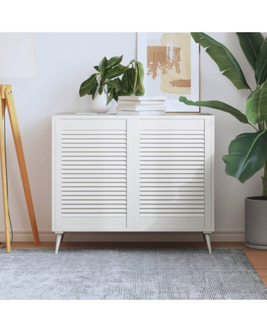 Portes d'armoire à persiennes 2 pcs blanc 69x49,4 cm pin massif | Mobilier & Déco