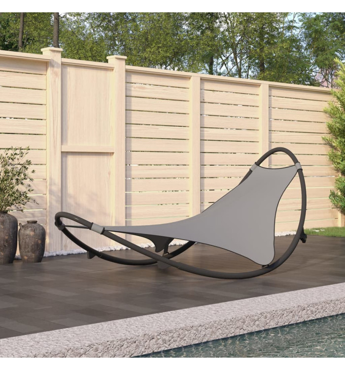 Chaise longue à bascule avec roues Acier et textilène Gris | Mobilier & Déco