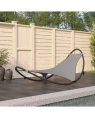 Chaise longue à bascule avec roues Acier et textilène Gris | Mobilier & Déco