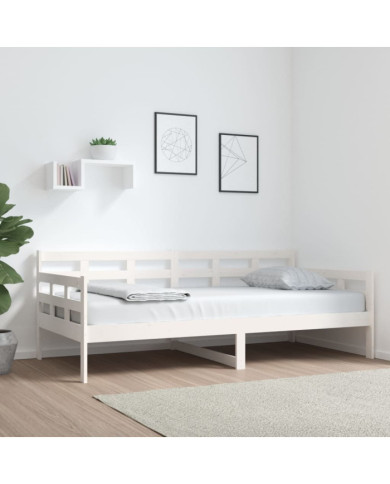 Lit de jour sans matelas blanc bois de pin massif 90x190 cm | Mobilier & Déco