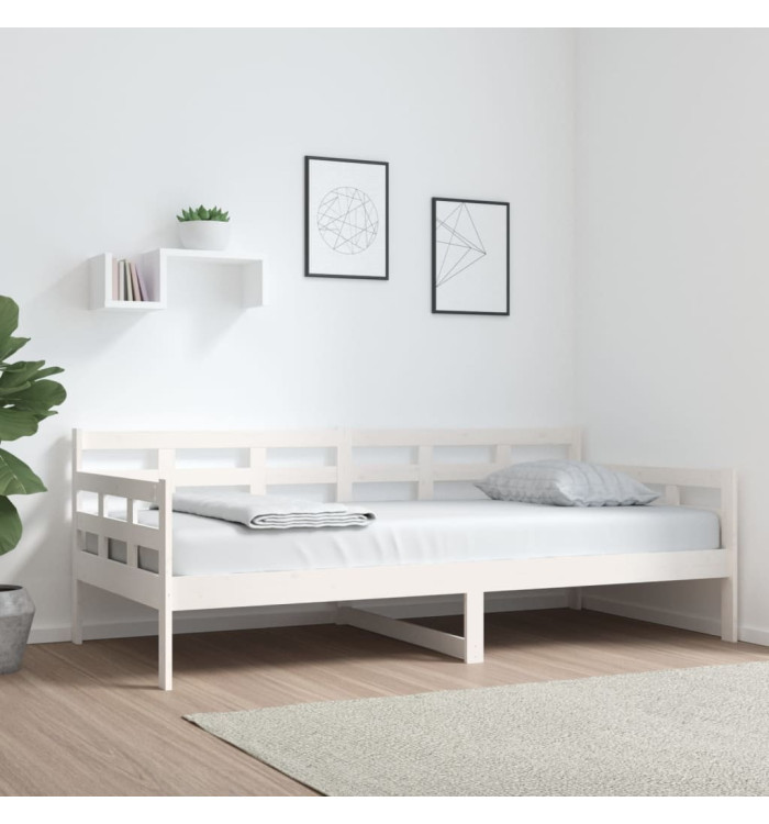 Lit de jour sans matelas blanc bois de pin massif 90x190 cm | Mobilier & Déco
