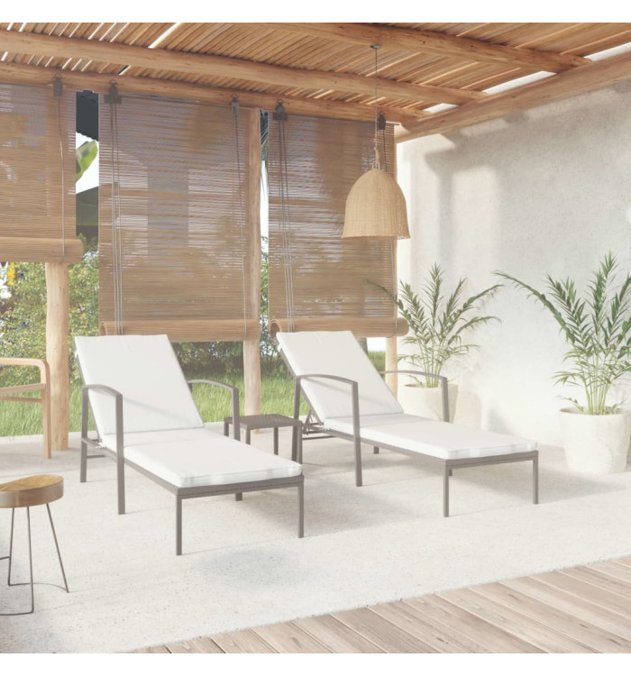 Chaises longues lot de 2 avec table résine tressée noir | Mobilier & Déco