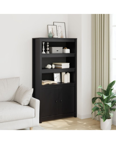 Buffet haut Noir 80x35x154 cm Bois massif de pin | Mobilier & Déco