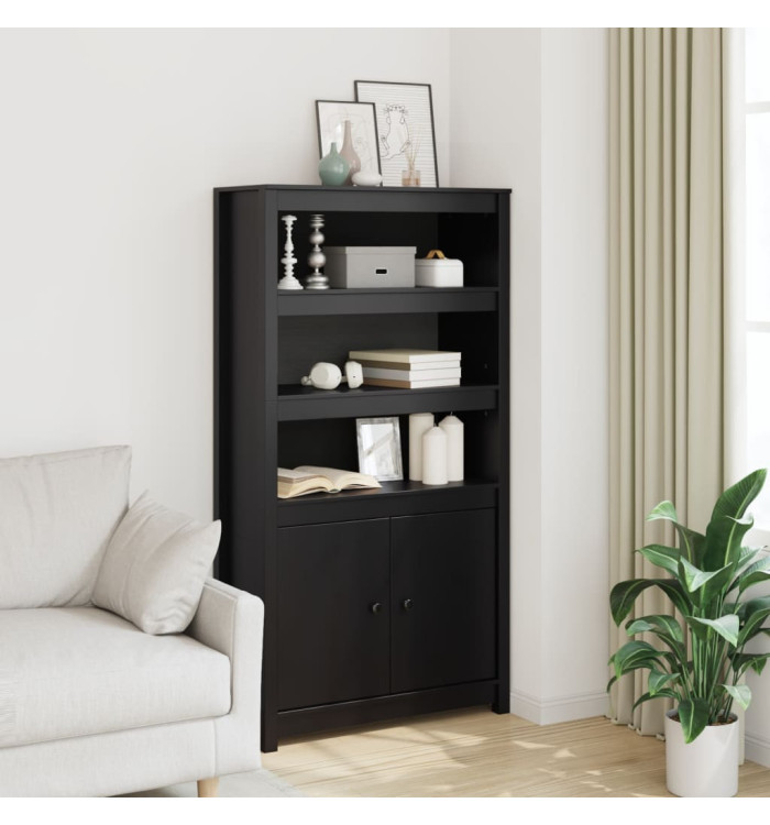 Buffet haut Noir 80x35x154 cm Bois massif de pin | Mobilier & Déco