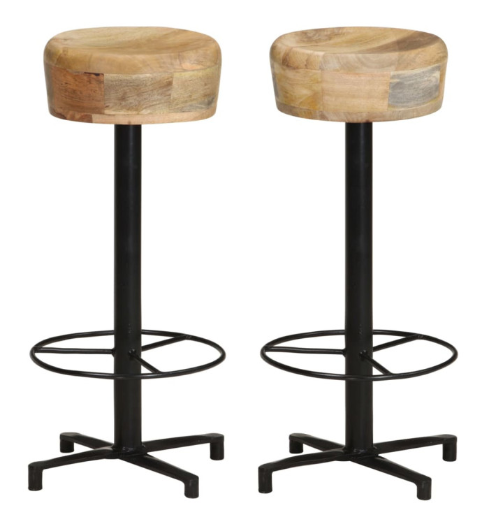 Tabourets de bar lot de 2 76 cm bois de manguier massif | Mobilier & Déco