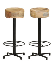 Tabourets de bar lot de 2 76 cm bois de manguier massif | Mobilier & Déco
