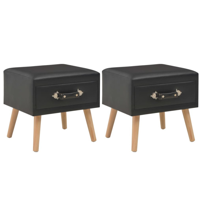 Tables de chevet 2 pcs Noir 40x35x40 cm Similicuir | Mobilier & Déco