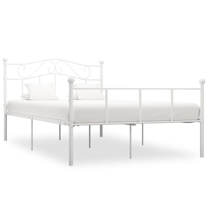 Cadre de lit sans matelas et tête de lit blanc métal 160x200 cm | Mobilier & Déco
