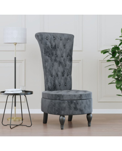 Chaise à dossier haut gris foncé velours conception de bouton | Mobilier & Déco