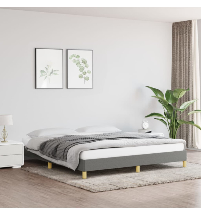 Cadre de lit sans matelas gris foncé 180x200 cm tissu | Mobilier & Déco