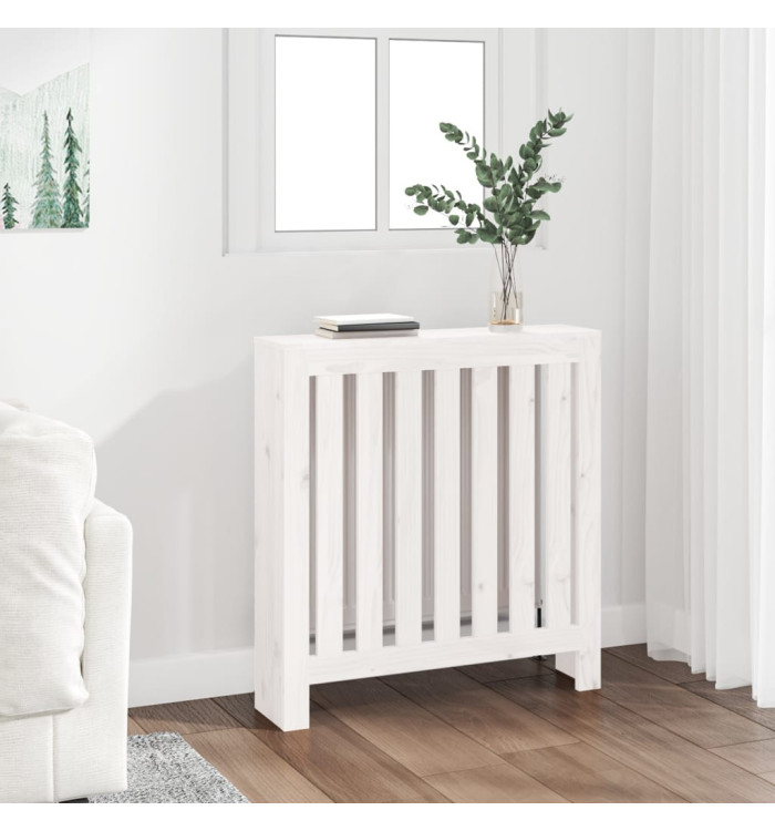 Cache-radiateur Blanc 79,5x19x84 cm Bois massif de pin | Mobilier & Déco