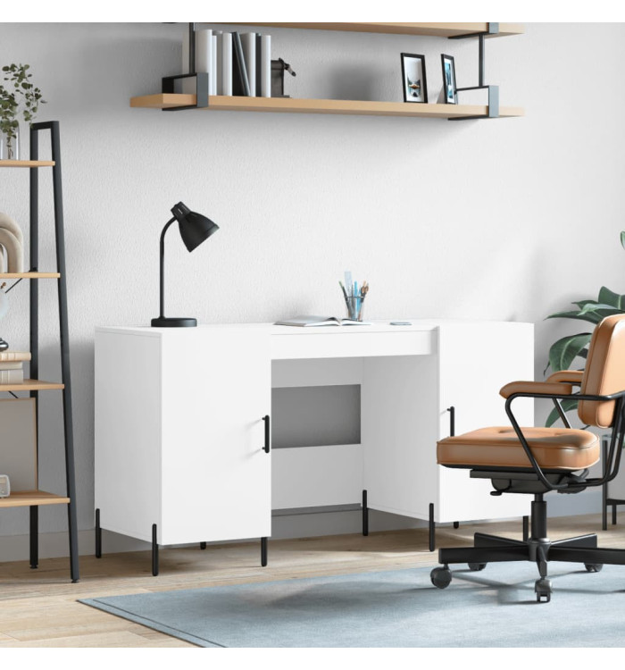 Bureau blanc 140x50x75 cm bois d'ingénierie | Mobilier & Déco