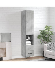 Buffet haut Gris béton 34,5x34x180 cm Bois d'ingénierie | Mobilier & Déco
