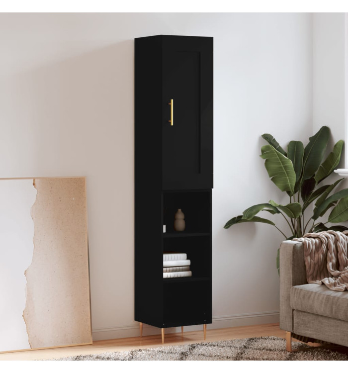 Buffet haut Noir 34,5x34x180 cm Bois d'ingénierie | Mobilier & Déco