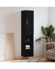 Buffet haut Noir 34,5x34x180 cm Bois d'ingénierie | Mobilier & Déco