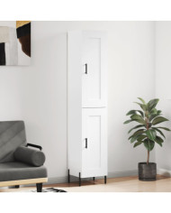 Buffet haut Blanc brillant 34,5x34x180 cm Bois d'ingénierie | Mobilier & Déco