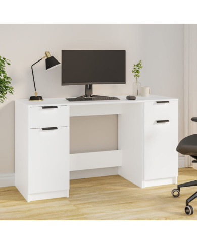 Bureau avec armoire latérale Blanc Bois d'ingénierie | Mobilier & Déco