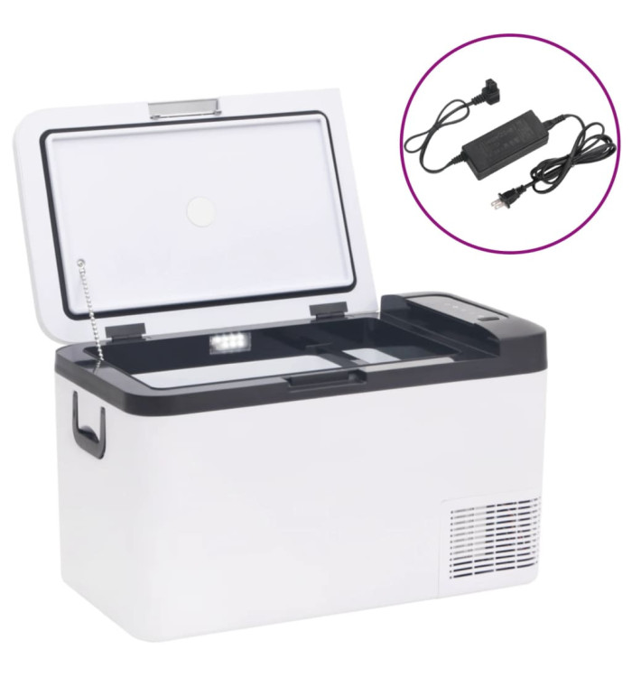 Glacière avec poignée et adaptateur noir et blanc 25 L PP et PE | Mobilier & Déco