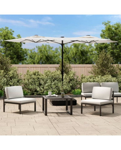 Parasol de jardin à double tête avec LED blanc sable 316x240 cm | Mobilier & Déco