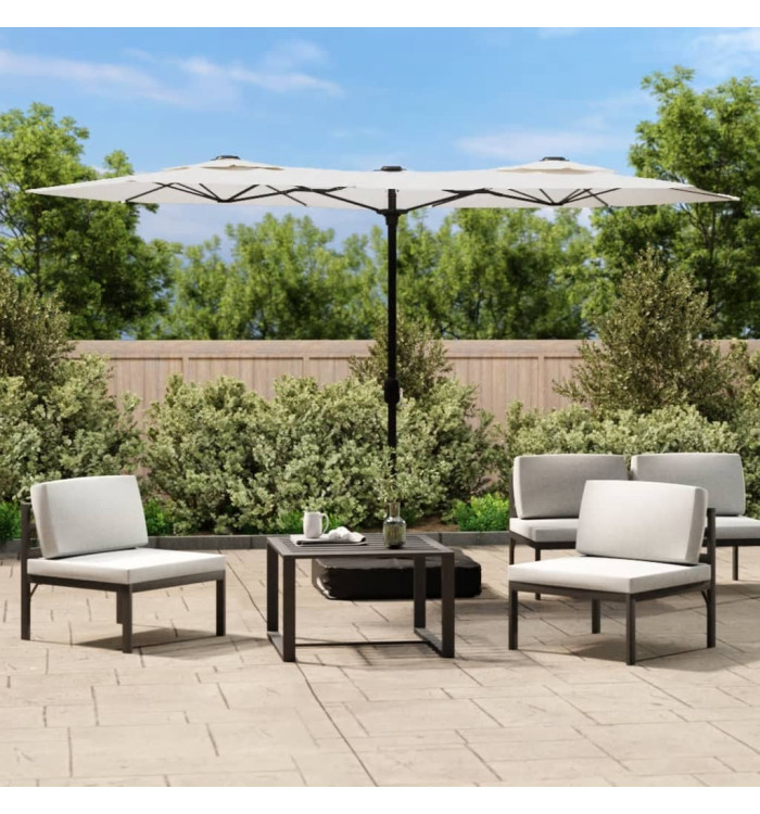 Parasol de jardin à double tête avec LED blanc sable 316x240 cm | Mobilier & Déco
