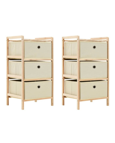 Étagères de rangement avec 3 paniers en tissu 2 pcs beige cèdre | Mobilier & Déco