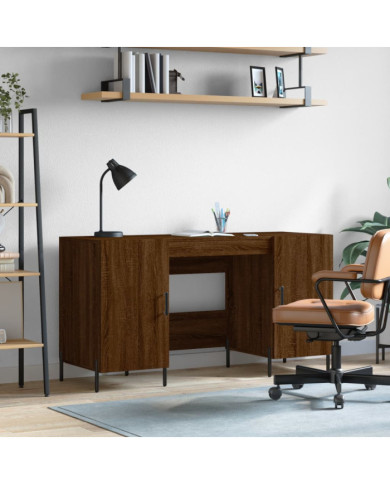 Bureau chêne marron 140x50x75 cm bois d'ingénierie | Mobilier & Déco