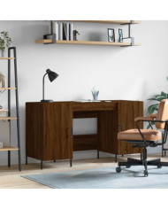 Bureau chêne marron 140x50x75 cm bois d'ingénierie | Mobilier & Déco