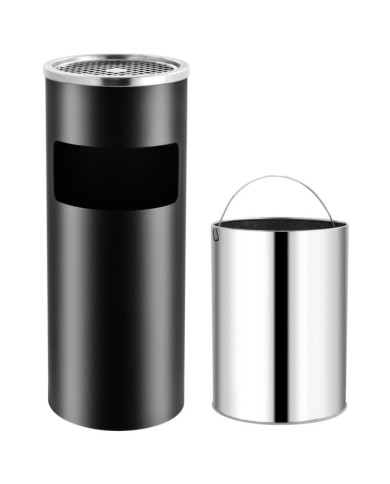 Poubelle à cendrier d'hôtel 30 L Acier Noir | Mobilier & Déco