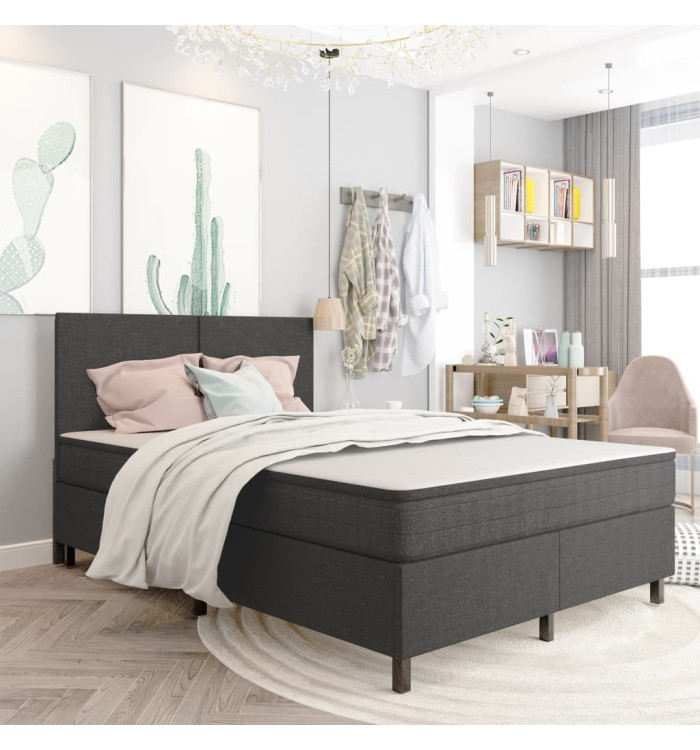 Sommier à lattes de lit sans matelas gris tissu 180x200 cm | Mobilier & Déco