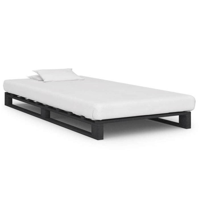 Cadre de lit de palette Gris Bois de pin massif 90x200 cm | Mobilier & Déco